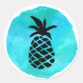 Blaue Ananas Runder Aufkleber