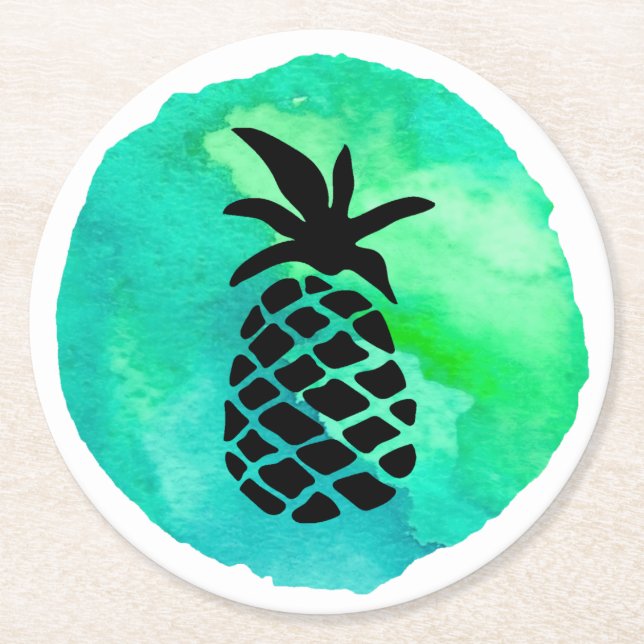 Blaue Ananas Runder Pappuntersetzer (Vorderseite)