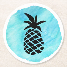 Blaue Ananas Runder Pappuntersetzer