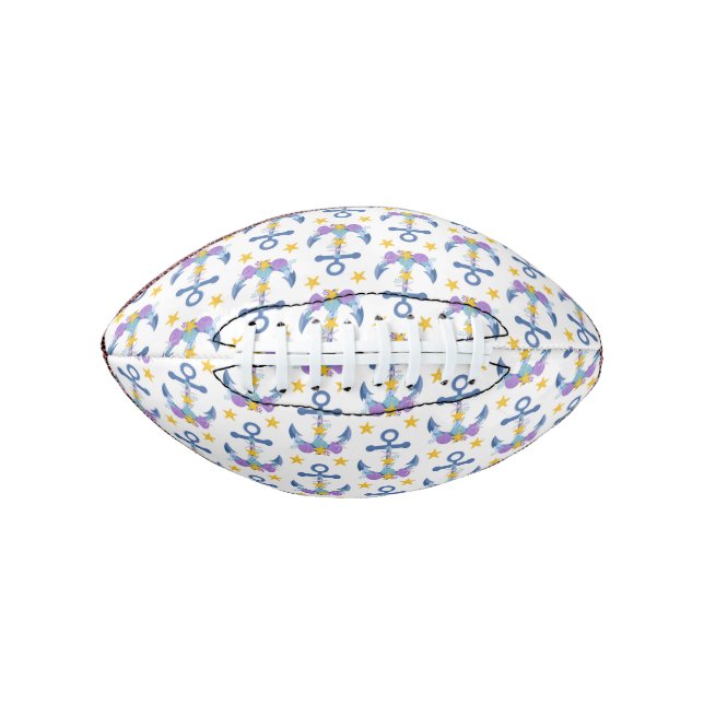 Blaue Anchor Lila Seashells Gelber Seestern Football (Vorderseite)