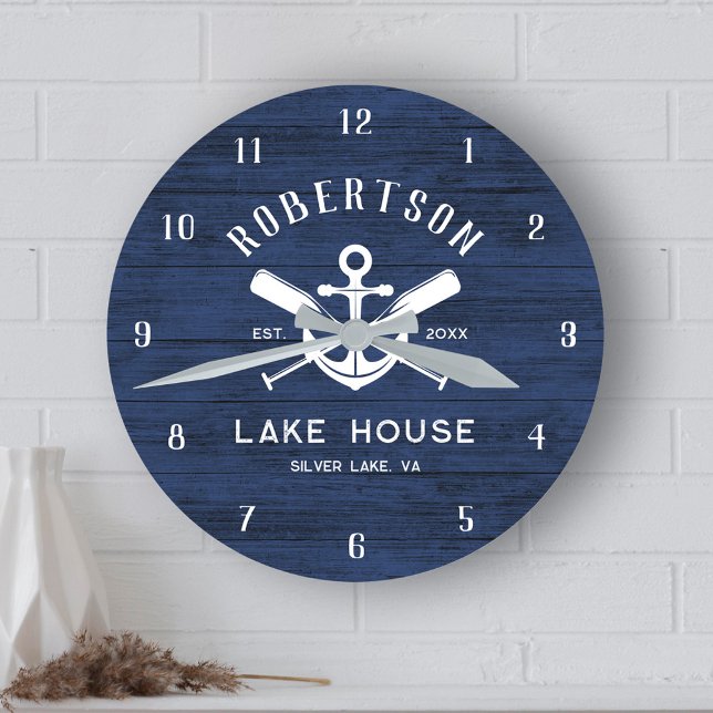 Blaue Anchor-Oars der Marine Runde Wanduhr (Von Creator hochgeladen)