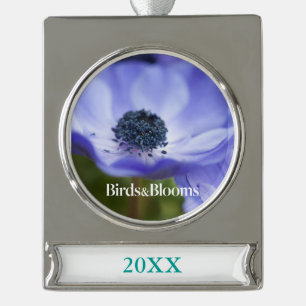 Blaue Anemone Banner-Ornament Silber