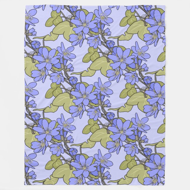 Blaue Anemone Fleecedecke (Vorderseite)
