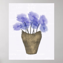 Blaue Anemone in Aquarellfarben in Kupfervase