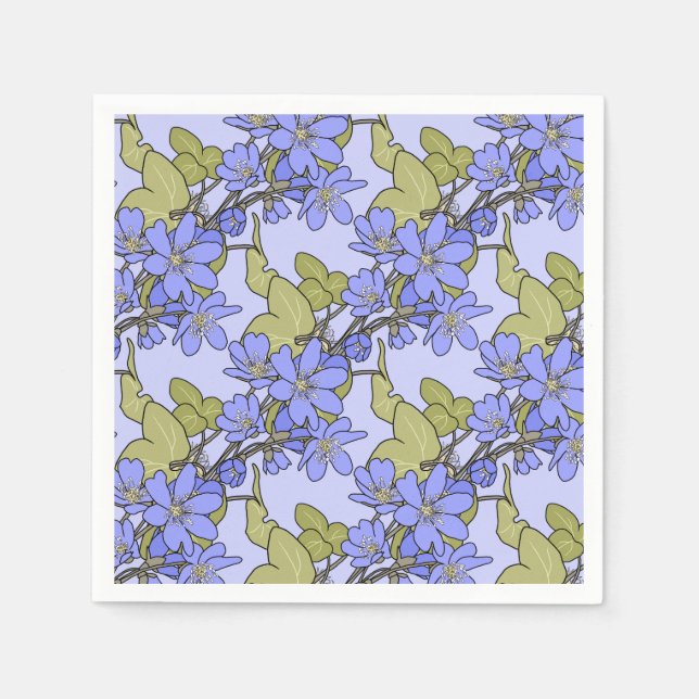 Blaue Anemone Serviette (Vorderseite)