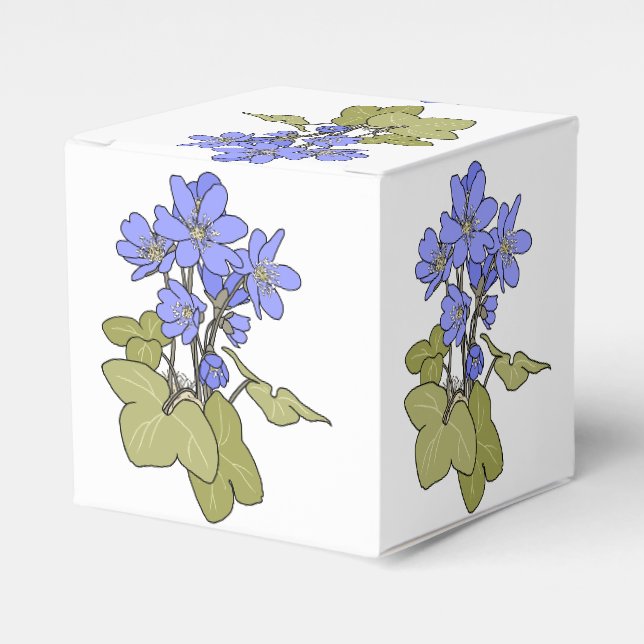 Blaue Anemonen auf Weiß Geschenkschachtel (Vorderseite)