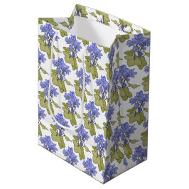 Blaue Anemonen auf Weiß Mittlere Geschenktüte