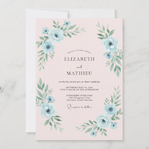 Blaue Anemonen Hochzeit Einladung