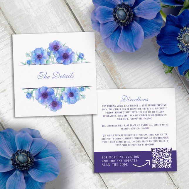 Blaue Anemonenblumenhochzeit - QR-Code Begleitkarte (Von Creator hochgeladen)