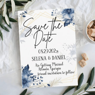 "Blaue Anemonenblüten: Florale Hochzeit" Save The Date
