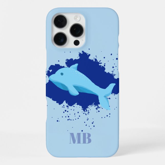 blaue Anfangsbuchstaben Monogramm iPhone 16 Pro Ma Max Hülle (Rückseite)
