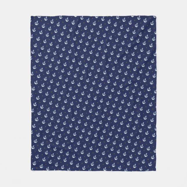 Blaue Anker Fleecedecke (Vorderseite)