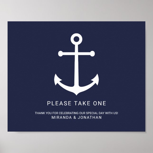 Blaue Anker-Gastgeschenke Hochzeiten der Nautische Poster (Vorne)