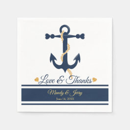 Blaue Anker-nautische Hochzeitscocktail-Servietten Serviette