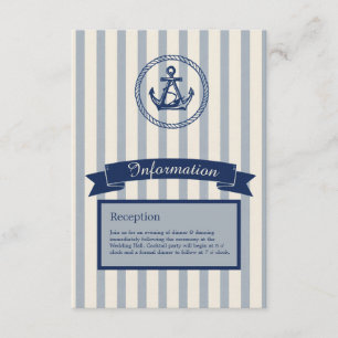 blaue Anker-Streifen maritime Hochzeit am Traumzie Begleitkarte