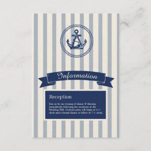 blaue Anker-Streifen maritime Hochzeit am Traumzie Begleitkarte