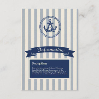 blaue Anker-Streifen maritime Hochzeit am Traumzie Begleitkarte