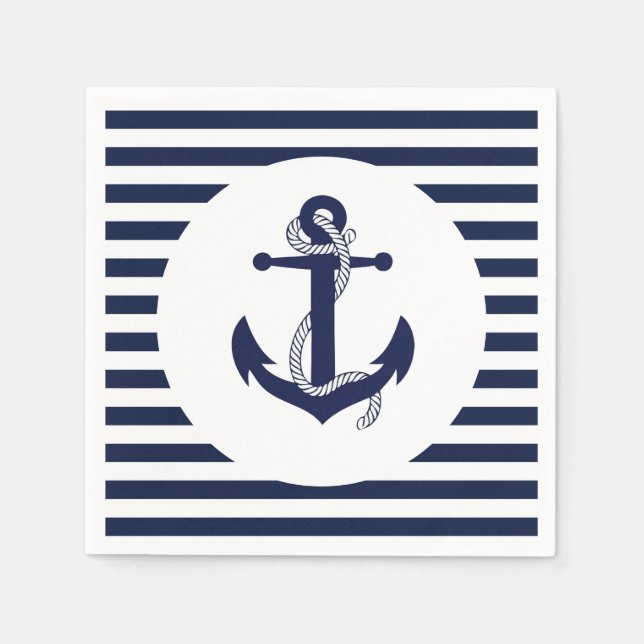 Blaue Ankergestreift Hochzeiten von Napkins Serviette (Vorderseite)