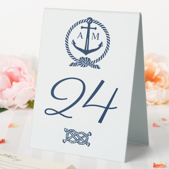 Blaue Ankerhochzeit der Nautik Tischaufsteller (In Situ (Hochzeit))