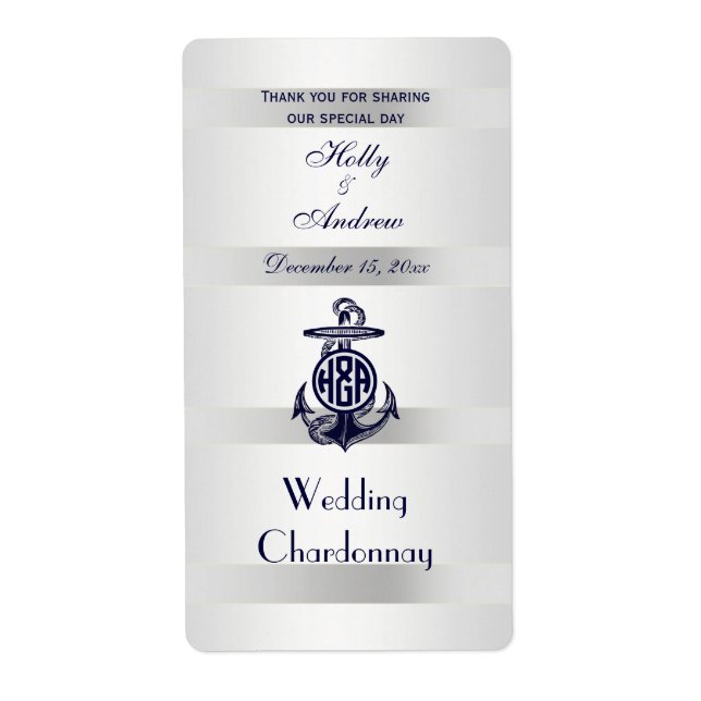 Blaue Ankersilber, weißes Navy Circle Monogram 33 (Vorne)