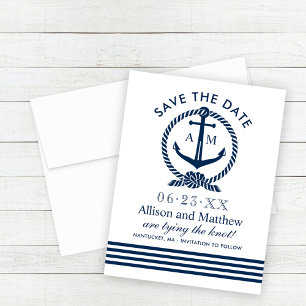 Blaue Ankerstreifen für die Nautische Marine Hochz Save The Date
