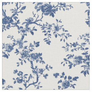 Blaue Antike Blumen-Toile-Muster Stoff