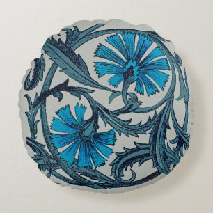Blaue antike Blumenkunst rustikale Fliesendekorati Rundes Kissen