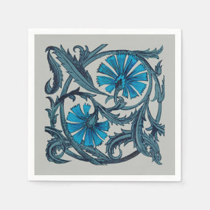 Blaue antike Blumenkunst rustikale Fliesendekorati Serviette