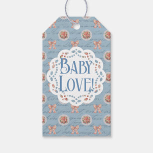 Blaue Antike personalisierte Babyparty Geschenkanhänger
