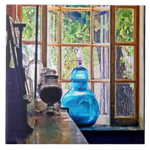 Blaue Apothekerflasche Fliese