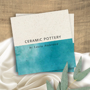 BLAUE AQUA KERAMIK POTTERY GLAZIERTE SPEZIFISCHE T QUADRATISCHE VISITENKARTE