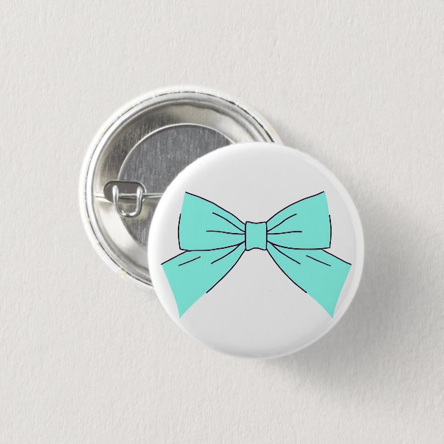 Blaue Aqua-Schleife Button (Vorne & Hinten)