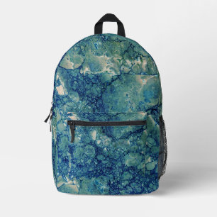 Blaue Aquamarin grüne Marmorstruktur Bedruckter Rucksack