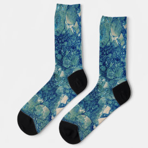Blaue Aquamarin grüne Marmorstruktur Socken