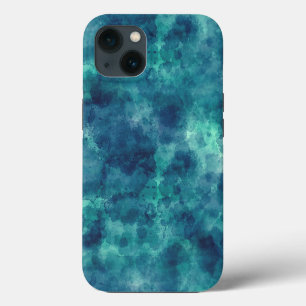 Blaue Aquamarine Aquarellabstraktion iPhone Hülle