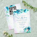 Blaue aquamarine Blume Hochzeit mit Blumen in eine Einladung<br><div class="desc">Blaue aquamarine grüne Blume Blumenzauber Einladung Sofortdownload Template mit QR UAWG an der Rückseite,  alles in einer Einladung.</div>