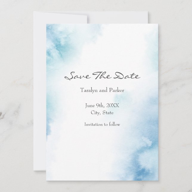 Blaue Aquamarine Farbe Abstrakter Rahmen Save The Date (Vorderseite)