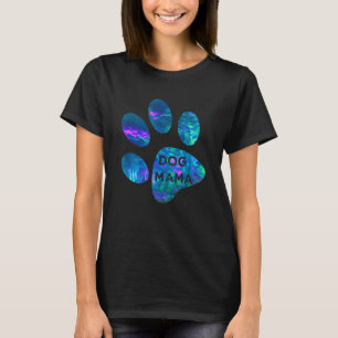 Blaue aquamarine lila Hunde-Mama und Pfotendruckhu T-Shirt