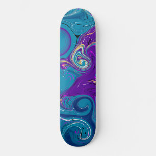 Blaue, Aquamarine, Lila Wirbel Fluid Art Skateboar Skateboard
