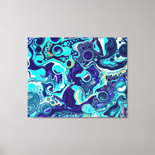 Blaue Aquamarine Ozeane Wirbel Marmorflüssiges Kun Leinwanddruck