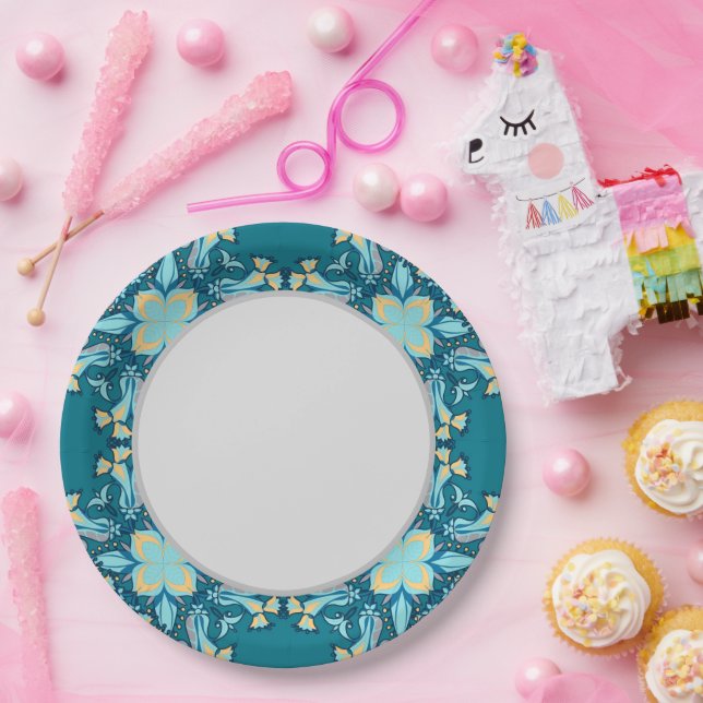 Blaue Aquamarine Pappteller (Party)