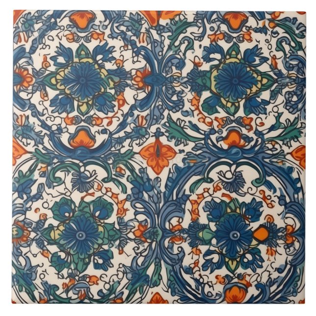 Blaue Aquamarine portugiesische Fliesen für zeitlo (Vorderseite)