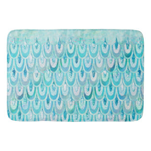 Blaue Aquamarine Shiny-Meerjungenskala Badematte