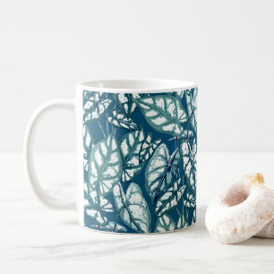 Blaue Aquamarine tropische Blätter Kaffeetasse
