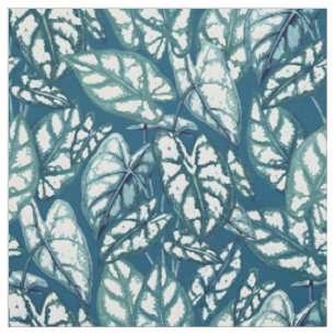 Blaue Aquamarine tropische Blätter Stoff