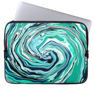 Blaue, Aquamarine, türkisfarbene und weiße Wirbel  Laptopschutzhülle