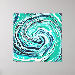 Blaue, Aquamarine, türkisfarbene und weiße Wirbel Leinwanddruck
