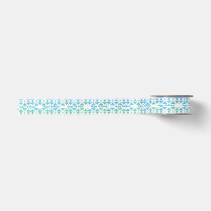 Blaue, Aquamarine und weiße Geometrien Satinband
