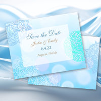 Blaue, Aquamarine und weiße Mandala Save the Date