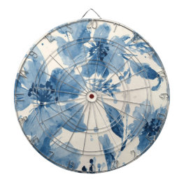 Blaue Aquarell-Blumen Botanisch Whimsical Dartscheibe